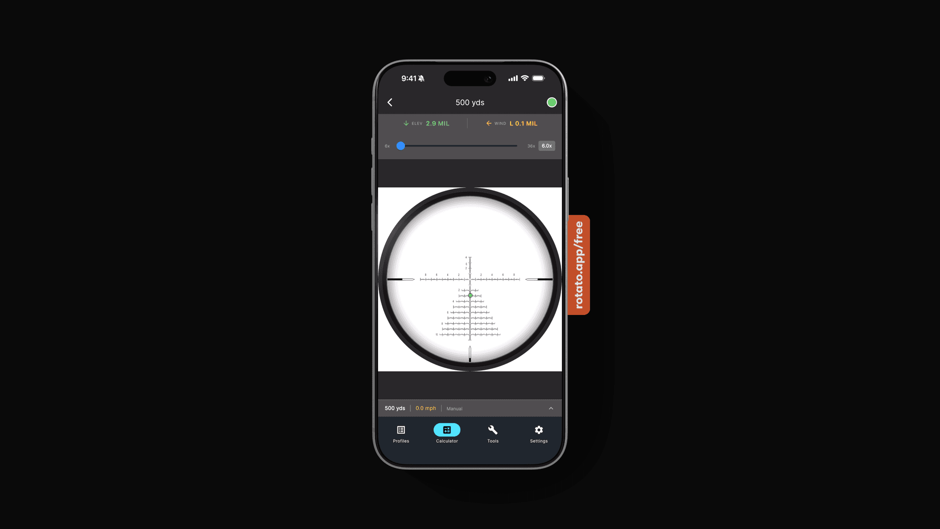 Your reticle with exact hold point