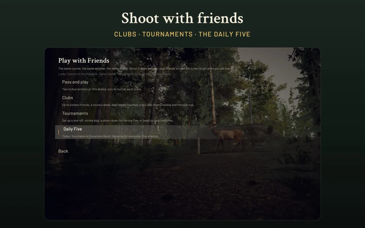 The Play with Friends menu